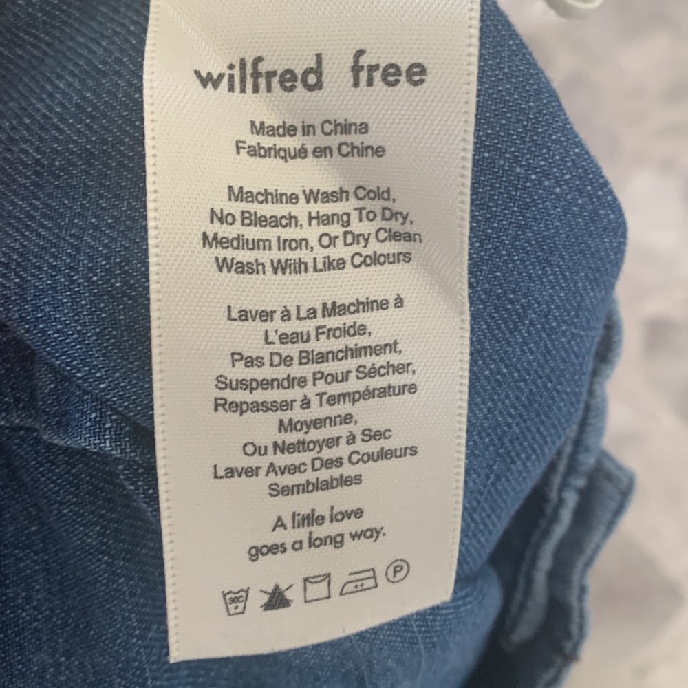 Aritzia Wilfred Free Naves Shorts soft denim high rise button zip fly size XS 00 - Picture 7 of 10